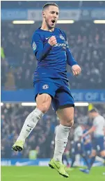  ??  ?? Eden Hazard scored Chelsea’s second goal of the semi-final clash.