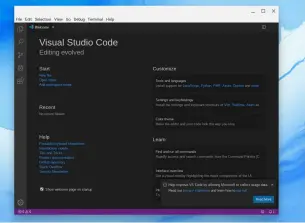  ??  ?? Visual Studio werkt onder Chrome OS als Linux-applicatie met een eigen browser-engine. De tekst is in eerste instantie nog wel onleesbaar.