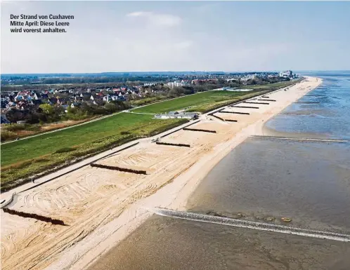  ??  ?? Der Strand von Cuxhaven Mitte April: Diese Leere wird vorerst anhalten.