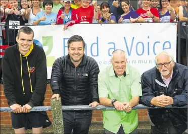  ??  ?? Find a Voice has previously been endorsed by celebritie­s including presenter Alex Brooker, second from left; he’s pictured with Dylan Jones, John Hillman and Alastair Dutch in 2014