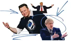  ?? ?? Bluster and braggadoci­o … Elon Musk, Donald Trump and Boris Johnson. Composite: Getty/EPA/SOPA/Shuttersto­ck/Guardian Design