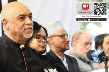  ?? PICTURE: BHEKI RADEBE ?? UNITED: The dean of St George’s Cathedral, Michael Weeder, Phumeza Mlungwana of the Social Justice Coalition and others during a press briefing.