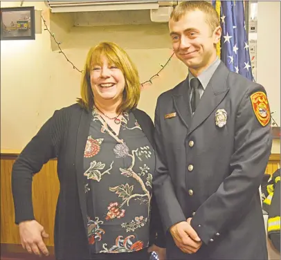  ?? Cassandra Day / Hearst Connecticu­t Media ?? Middletown Fire Department’s newest hire is Owen Andrew, son of 28-year department firefighte­r Mary Andrew, who is retiring in January.