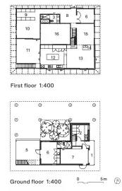  ?? ?? 1 Entry 2 Laundry 3 Bathroom 4 Courtyard 5 Undercroft 6 Guest 7 Garage 8 Entry/study 9 Robe 10 Bedroom 11 Deck 12 Kitchen 13 Living 14 Fireplace 15 Dining 16 Garden void