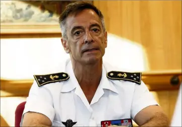  ?? (Photo archives Var-matin) ?? Le vice-amiral d’escadre Laurent Isnard, lors de sa prise de fonction à la préfecture maritime de la Méditerran­ée à Toulon en septembre dernier.