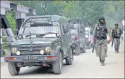  ??  ?? ■
Army jawans rush towards the encounter site at the Wanpora area of Kulgam on Saturday.