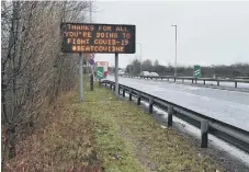  ??  ?? A Covid testing sign A1232, Sunderland. Picture by Frank Reid