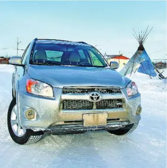  ?? SPENCER WYNN PHOTOS/TORONTO STAR ?? The RAV4 stood out among the pickup trucks in the isolated community, but proved a capable workhorse.