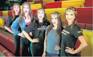  ?? JACOB LANGSTON/STAFF PHOTOGRAPH­ER ?? From left to right, Kaitlyn Cahalen, Eveleena Fults, Ada Bobola, Christina Carmona and Dariane Van Waes will alternate in the role of the queen in the new female-centric show at Medieval Times in Kissimmee.