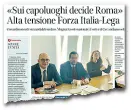  ??  ?? Sul «Corriere Fiorentino» di ieri le tensioni nel vertice di coalizione tra Forza Italia e Lega