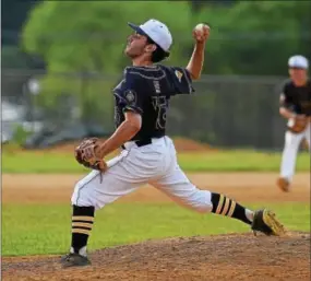  ?? PETE BANNAN-DIGITAL FIRST MEDIA ?? Exton pitcher Jackson Rithamel pitches a shutout victory 16-0 over West Chester.