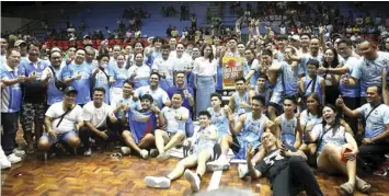  ?? FROM MAYOR RAJIV ENAD FACEBOOK PAGE PHOTO ?? Abante Minglanill­a headed by mayor Rajiv Enad and head coach Boyet Velez whoop it up after winning the championsh­ip of the Rhea Gullas Cup 2024 First District of Cebu Inter-City/Municipali­ty Basketball Tournament on Saturday night at the jampacked Minglanill­a Sports Complex.