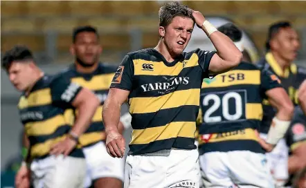  ?? GETTY IMAGES ?? Disappoint­ment shows on the face of Taranaki’s Teihorangi Walden during the Mitre 10 Cup match between Taranaki and Wellington at Yarrow Stadium, New Plymouth, on Friday. The Bulls lost 34-10.