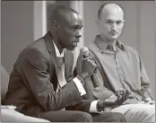  ??  ?? TOP: Decorated Olympian and former Shorter University athlete Paul Chelimo (left) speaks to the crowd while GoGo Running Club founder Jay Stephenson watches during the GoGo Running All-Area High School Cross Country Banquet at The Well.