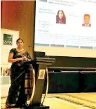  ??  ?? Wajira Kaluarachc­hi, Managing Partner of SWT Associates, introducin­g the firm during the IAPA Dubai meeting.