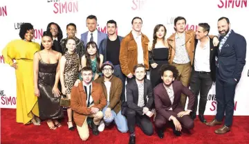  ??  ?? Rothwell (left to right), Alexandra Shipp, Clark Moore, Keiynan Lonsdale,Talitha Bateman, Josh Duhamel, Cassidy McClincy, Jack Antonoff, Joey Pollari Jorge Lendeborg Jr., Drew Starkey, Katherine Langford, Nick Robinson, and Tony Hale attend a special screening of 20th Century Fox’s ‘Love, Simon’ at recently in Los Angeles, California. — Reuters file photo