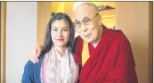  ??  ?? Arunachal’s woman climber Anshu Jamsenpa with the Dalai Lama before setting off for Mt Everest