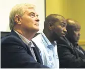  ?? Picture: Nigel Sibanda ?? UNITED. FF+ leader Dr Pieter Groenewald, left, DA leader Mmusi Maimane and Cope leader Mosiuoa Lekota.