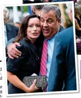  ??  ?? TOO CLOSE: Trump, Judge Barrett and the packed Rose Garden. Above: Ex-governor Christie hugs a guest