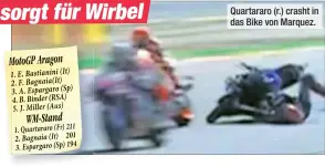  ?? ?? Quartararo (r.) crasht in das Bike von Marquez.