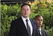  ?? ASSOCIATED PRESS ARCHIVES ?? Tesla CEO Elon Musk has a history of putting himself in hot water with his tweets and public statements, such as his tweet that he had funding to take Tesla private in 2018.