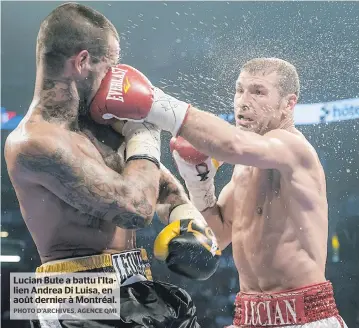  ??  ?? Lucian Bute a battu l’italien Andrea Di Luisa, en août dernier à Montréal.