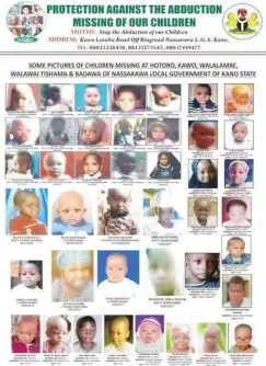  ?? ?? Calendar of some missing children from Kano