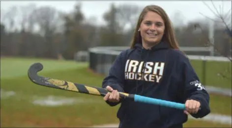  ?? PETE BANNAN — DIGITAL FIRST MEDIA ?? Notre Dame senior Lauren Curran raised her production in 2018 to 48 goals and 13 assists, repeating as Hockey Player of the Year.