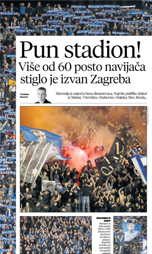  ??  ?? MAKSIMIR JE GORIO Navijači su dali snažan vjetar u leđa Dinamovim igračima i uz njihovu potporu dogodila se jedna od najvažniji­h europskih pobjeda