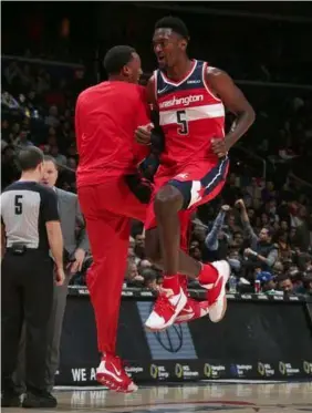  ??  ?? Bobby Portis #5 of the Washington Wizards reacts against the Cleveland Cavaliers at Capital One Arena in Washington, DC