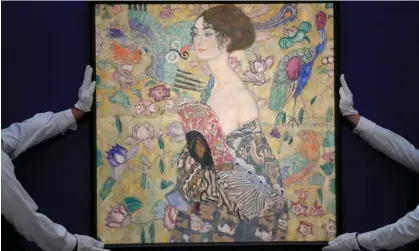  ?? Photograph: Kirsty Wiggleswor­th/AP ?? Dame mit Facher (Lady with a Fan) by Gustav Klimt went to a Hong Kong collector after a 10-minute bidding war.