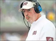  ?? THE ASSOCIATED PRESS] [ROGELIO V. SOLIS/ ?? Mississipp­i State head coach Joe Moorhead could use a victory this week against Texas A&M. The Bulldogs are coming off a home loss against LSU.