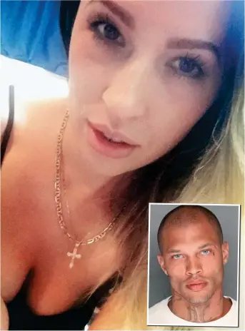  ??  ?? Sweet revenge? Melissa Meeks’ selfie Inset: Jeremy Meeks’ police mugshot