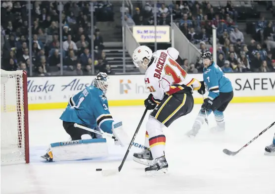  ?? EZRA SHAW/ GETTY IMAGES/ FILES ?? Mikael Backlund and the Flames make the trek to San Jose’s SAP Center Saturday night for their final regular season game, against the Sharks.