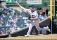  ?? ERIN HOOLEY/CHICAGO TRIBUNE ?? Zach Davies gave up 2 ER in 5 ⅔ innings in his first start as a Chicago Cub.