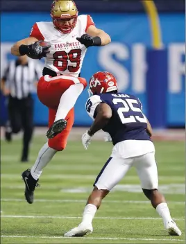  ?? AP PHOTO ?? Antony Auclair (89) of Laval is shown in action at the East West Shrine football game Jan. 21 in St. Petersburg, Fla.