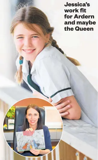  ?? Photo / Doug Sherring ?? Schoolgirl Jessica Toft’s design for a Christmas card caught Jacinda Ardern’s attention.