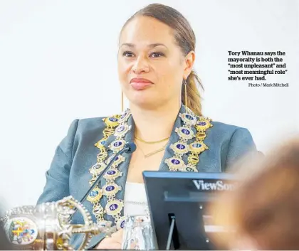  ?? Photo / Mark Mitchell ?? Tory Whanau says the mayoralty is both the “most unpleasant” and “most meaningful role” she’s ever had.