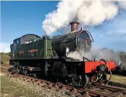  ?? TOM FREEMAN ?? Due to return to its former Buckfastle­igh stamping ground this spring, freshly overhauled GWR ‘Small Prairie’ No. 4555 undergoes a steam test at the Dartmouth Steam Railway on January 17.