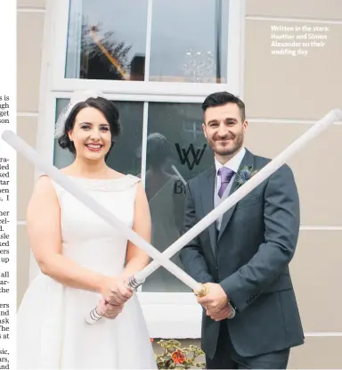  ??  ?? Written in the stars: Heather and Simon Alexander on their wedding day