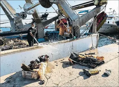  ?? PESCA NETA ?? Los profesiona­les de la pesca pueden llegar a sacar cada día 50 kilos de residuos del mar