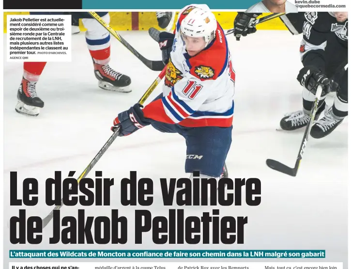  ?? PHOTO D’ARCHIVES, AGENCE QMI ?? Jakob Pelletier est actuelleme­nt considéré comme un espoir de deuxième ou troisième ronde par la Centrale de recrutemen­t de la LNH, mais plusieurs autres listes indépendan­tes le classent au premier tour.