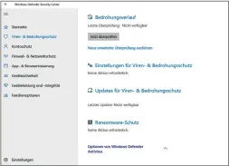  ??  ?? Der integriert­e Windows Defender ist ein vollwertig­es Virenschut­zprogramm. Sie können ihn auch zusätzlich einsetzen.