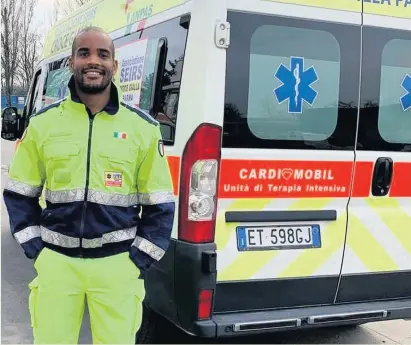  ??  ?? Maxime Mbanda is volunteeri­ng to drive ambulances for the Yellow Cross during the coronaviru­s shutdown