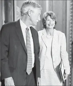  ??  ?? Senator Angus King (left) and Murkowski leaving the Senate Chamber following votes in the US Capitol in this  le photo — AFP photo