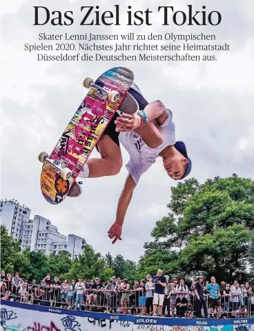  ?? FOTO: JUBELSCHUP­PEN.DE ?? Der 17 Jahre alte Lenni Janssen will mit seinem Skateboard in Zukunft hoch hinaus.