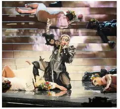  ?? — AFP ?? Stirring the pot: Madonna’s segment featured dancers side by side with Israeli and Palestinia­n flags.