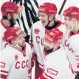  ?? ALEXANDER ZEMLIANICH­ENKO/AP ?? Russia’s Vyacheslav Voynov (27) celebrates with his teammates after scoring his side’s second goal during the Channel One Cup ice hockey match between Russia and Finland on Dec. 19 in Moscow.