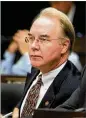  ?? RICK MCKAY / COX ?? Former congressma­n Tom Price was secretary of health and human services before being pushed out in a scandal involving charter flights.