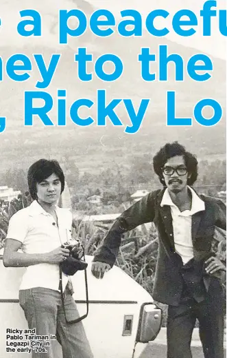  ??  ?? Ricky and Pablo Tariman in Legazpi City in the early ’70s.